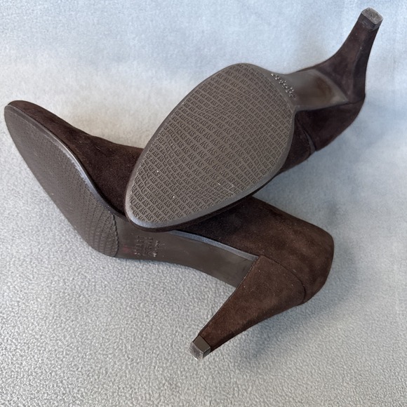 Stuart Weitzman Booties Womens 7N Brown Suede Tapered Heel Almond Toe - Picture 5 of 16
